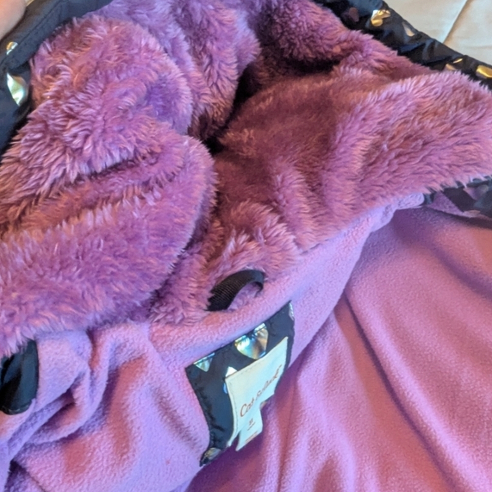 Cat & Jack Navy Puffer Jacket with Metallic Hearts - Picture 9 of 10